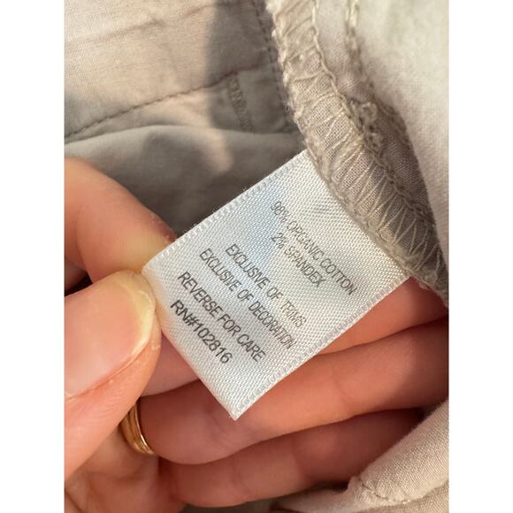 GARNET HILL Salt-Washed Slim Chino Pants Pebble Sz 10 Embroidered Organic Cotton - Picture 7 of 10